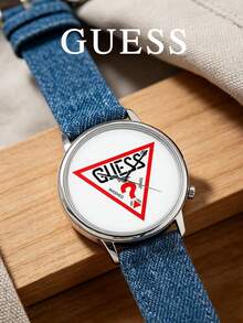 GUESS  Unisex Quartz Watch 42mm Silver Stainless Steel Case White Dial Classic Red Triangle Logo V1001M1 - one-size - View 1