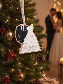 Personalized Wedding Decoration Ornament, Bride And Groom Christmas Ornament, Personalized Couple's Ornament, Wedding Gift, Christmas Gift - Multicolor - View 4