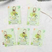 5 Gantungan Kunci Katak Lucu dengan Kartu Penyemangat, Liontin Katak, Hadiah Kecil Unik yang Sempurna untuk Teman dan Keluarga, Dekorasi Gantungan Tas - MultiWarna - View 5