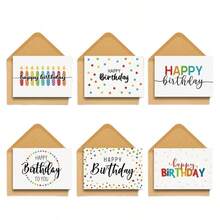 12 Birthday Cards, Including 6 Cards And 6 Envelopes, Blank Birthday Cards Wholesale, Suitable For Family, Friends, Colleagues, Birthday Blessing Decorations, Birthday Cards - View 4