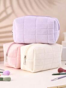 1/2/4pcs Makeup Bag, Portable Zipper Storage Bag, Makeup Brush Holder, Travel Toiletry Bag; Multi-Color And Multi-Style Options, Multi-Functional Large Capacity Makeup Bag. Simple And Cute, Suitable For Campus And Office Scenarios; A Quality Gift For Back To School, Valentine's Day, Birthday, Spring Festival And Other Holidays, Also Suitable As A Study Gift For Friends. - Multicolor - View 2