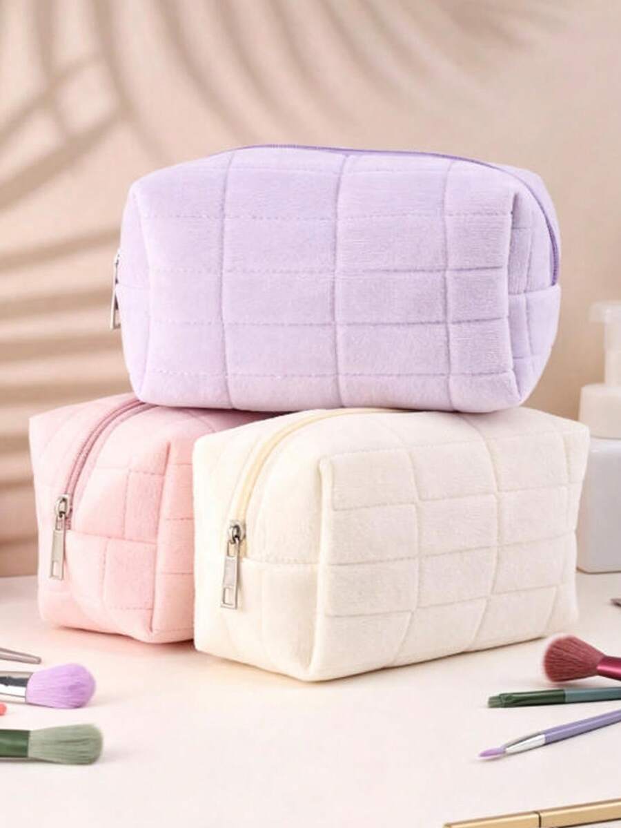 1/2/4pcs Makeup Bag, Portable Zipper Storage Bag, Makeup Brush Holder, Travel Toiletry Bag; Multi-Color And Multi-Style Options, Multi-Functional Large Capacity Makeup Bag. Simple And Cute, Suitable For Campus And Office Scenarios; A Quality Gift For Back To School, Valentine's Day, Birthday, Spring Festival And Other Holidays, Also Suitable As A Study Gift For Friends.