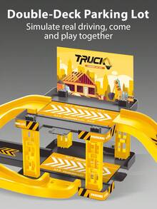 Children's Engineering Vehicle Double-Layer Track Parking Lot Toy Set, Durable Assembling Sliding Track, Includes Multiple Small Cars, Double-Layer 3D Parking Platform With Straight, Curved, And Arc-Shaped Sliding Tracks, Simulates Real-Life Scenarios, Can Be Freely Assembled And Built, Develops Children's Hands-On Assembly Skills And Spatial Imagination. Thickened Anti-Drop Plastic Material, Rounded Edges With No Burrs - Multicolor - View 4
