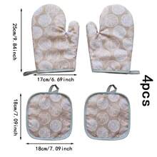 Heat-Resistant Gloves And Pads Set, Fashionable Printed Pattern, Suitable For Baking, Cooking, Grilling - View 28