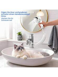 Handheld Sink Sprayer Set, Includes 1.5m Hose, Sprayer Bracket And Faucet Diverter, Sink Sprayer With Stop Function, Suitable For Bathroom And Laundry Sink - White Set - View 7