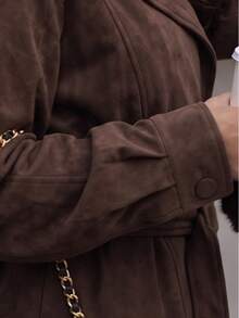 2026 Autumn/Winter Women's Raglan Long Sleeve Waist Tie Elegant Versatile Jacket - Rust Brown - View 7
