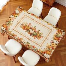 1pc Autumn Pumpkin Harvest Tablecloth, Thanksgiving Pumpkin Sunflower Berry Wheat Ear Print Pattern, Polyester Material Single-Sided Print, Suitable For Tabletop, Washable And Reusable, Suitable For Indoor, Outdoor, Patio, Wedding, Banquet, Party, Outdoor Dining, Suitable For Craft Exhibition, Banquet Event Decoration - Multicolor - View 7