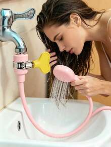 1pc Faucet Extension Shower Head, Portable Handheld Shower Spray, With Adjustable Clip-On Hose, Multi-Purpose For Dorm Hair Washing, Pet Dog & Cat Bathing, Home Sink Cleaning, Drill-Free Easy Installation - Multicolor - View 1