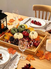 23pcs Pumpkin Decor Set, Autumn Harvest Decorations With Mini Pumpkins, Acorns, Pinecones, Berries, Maple Leaves, Suitable For Home Tabletop, Wedding DIY, Autumn Halloween Thanksgiving Decor - Pumpkin Maple Leaf Set - View 6