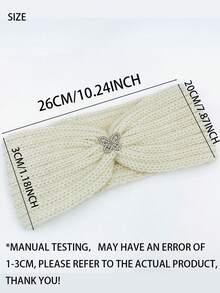1PC Autumn/Winter Solid Color Warm & Breathable Bow Knitted Headband Hair Accessory Hairband Handmade Yoga Sports - As Shown - View 3