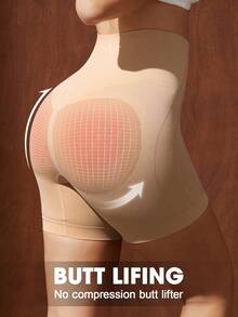 Women's Seamless Micro-Sculpting Tummy Control Butt Lift Hipster Panties, 1pc, Suitable For Women's Butt Shaping - Beige - View 2