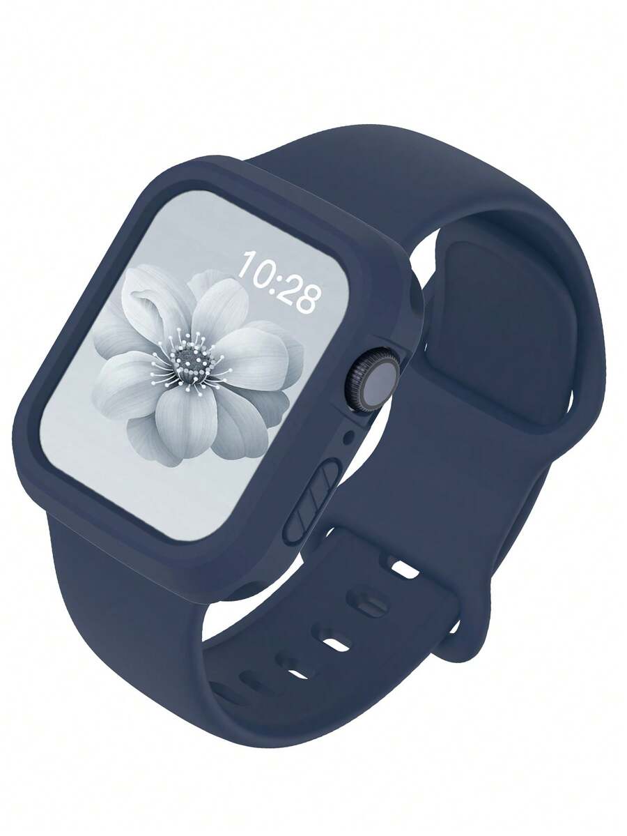 2合1運動矽膠錶帶與錶殼，相容 40mm、41mm、42mm、44mm、45mm、46mm 與 49mm 尺寸。柔軟舒適鉚接矽膠錶帶與防震鏤空矽膠保護殼，適用於 Series Ultra/12/11/10/9/8/7/6/5/4/SE 機型。中性防水運動錶帶與錶殼套組