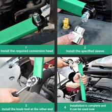 Kunci Ratchet Ekstensi, Kunci Perbaikan Mobil Baja Karbon Tinggi, dengan 4 Adaptor, Cocok untuk Ruang Sempit - Batang ekstensi kunci pas multifungsi - View 4
