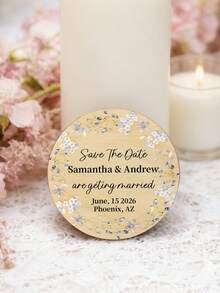 Custom Text Wedding Save The Date Fridge Magnets, Personalized Wooden‑Look Wedding Announcement Magnets,Custom Wedding Invitation Refrigerator Magnets - Multicolor - View 9