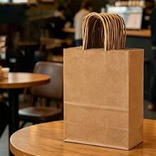 1/10/20pcs Natural Kraft Paper Bags, Durable, Suitable For Baking, Milk Tea, Coffee, Gifts, Party Favors And More - Multicolor - View 2