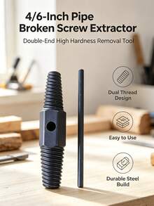 Double‑End Broken Screw Extractor, 1/2" & 3/4" Water Pipe Bolt Remover Tool, High‑Hardness Steel Damaged Screw Stud Extractor For Household Plumbing Repair, Rusty Broken Pipe Fitting Removal Hand Tool - A - View 1
