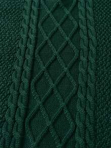 Boys' Preppy Solid Color Cable Knit Half-Zip Pullover Sweater, Suitable For School, Spring, Autumn, Winter - Green - View 7
