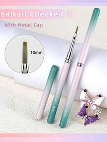 Gradient Metallic Nail Art Brush Dual Head Liner Painting Drawing Pen Colorful Sandblasted Handle UV Gel Polish Manicure Design Tool - Multicolor - View 12