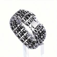 Men's Bracelet, Skull Punk Personalized Jewelry, Boys Fashion Accessory - Silver - View 11