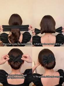 Lazy Lazy Bow Bun Hairpin Set - Twist And Knot Into A Bun. This Hair Accessory Is Perfect For Those With Limited Hand Dexterity, Suitable For Daily Wear, Parties, Weddings, And Bridal Hairstyle Design. It Has A Comfortable Fit. - Multicolor - View 4