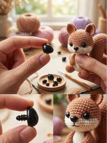 300/200/100pcs Nose Set For Dolls, DIY Handmade Plush Doll Making Accessories, Black Plastic Triangle Nose With Washer, Handmade Puppet Bear Plush Doll Decoration Parts, Suitable For DIY Art Enthusiasts' Craft Projects Kit - Multicolor - View 2