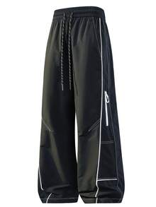 NBCT Women's Outdoor Cargo Pants, Elastic Waist Drawstring Adjustable Hem Functional Casual Versatile Sports Long Pants - Black - View 2