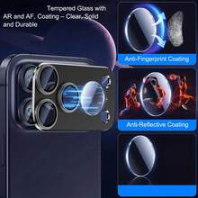 2片裝 360°相機鏡頭保護膜，相容 iPhone 18 Pro / 18 Pro Max，全覆蓋 9H 鋼化玻璃相機蓋，高清晰透明，AR 防眩光，耐刮損，防指紋，超薄相容手機殼設計 - 深空灰 - 查看 6
