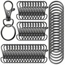 20 件龍蝦爪扣帶鑰匙鏈,10 件帶鍊鑰匙圈,10 件鑰匙扣,diy 工藝用品,男女通用,情人節禮物（32 毫米） - 黑色 - 查看 6