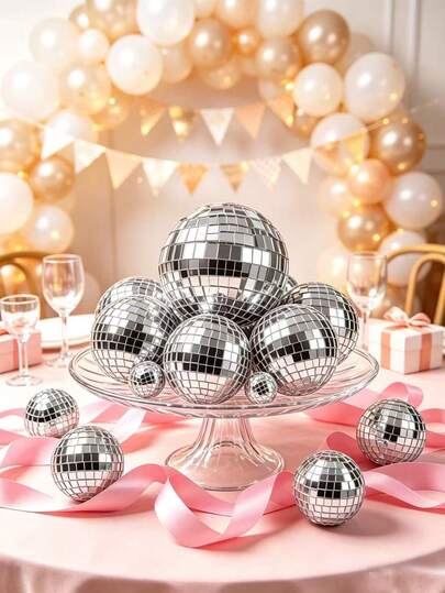 Glänzendes Discokugel-Set, große und kleine dekorative Discokugeln, geeignet für Partydekoration, Bar, Heimdekoration, perfekt für verschiedene Feiertagsdekorationen