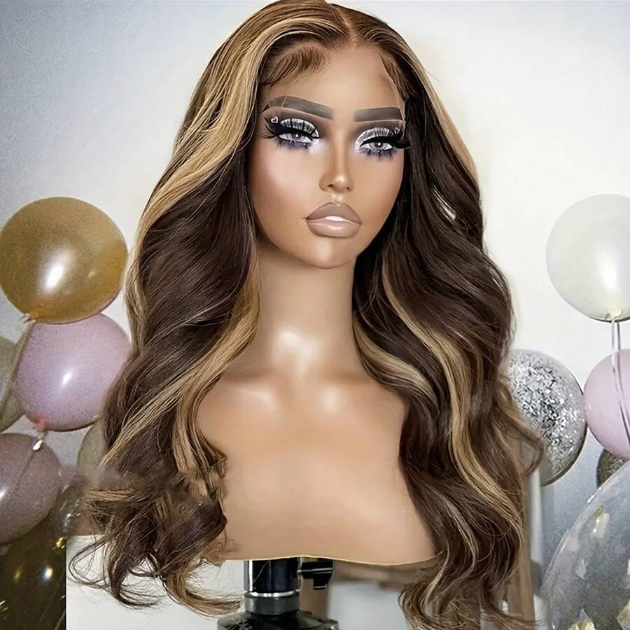 Body Wave 200% Density P4/27# 13x4 HD Transparent Lace Frontal Human Hair Wigs 38 40 Inches Brazilian Pre Plucked With Baby Hair Water Wave Lace Front Wig For Women