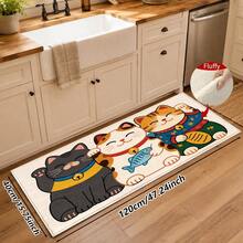 1pc Bathroom Anti-Slip Mat, Soft Faux Cashmere Material Floor Mat, Lucky Cat Faux Cashmere Rug, Kitchen Bathroom Anti-Slip Mat, Entrance Door Mat, Bedroom Door Mat, Multi-Scenario Use Anti-Slip Mat, Room Decoration, Holiday Gift - Multicolor - View 14