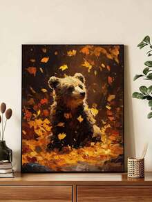 DIY Cute Bear In Falling Autumn Leaves (Frameless 8x12 / 16x20 Inches) Paint By Numbers Kit (Acrylic) Arts & Crafts For Adult Beginners, Home Wall Decor, And Unique Seasonal Holiday Gifts - Sets - View 4