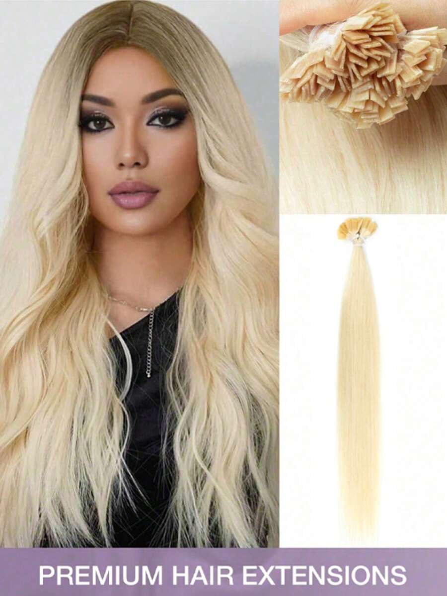 F-Type Natural Black Straight Human Hair Extensions, Invisible Flat Hair Weft, Christmas
