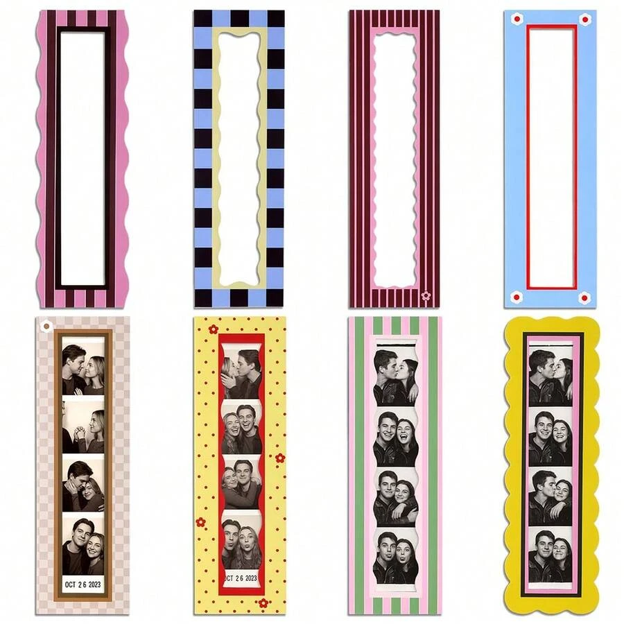 8-Pack Magnetic Photo Frame Set, Refrigerator Magnets Photo Frames, Colorful Vintage Style Vertical Photo Frames, For Refrigerator, Kitchen, And Home Decor - Multicolor - View 1