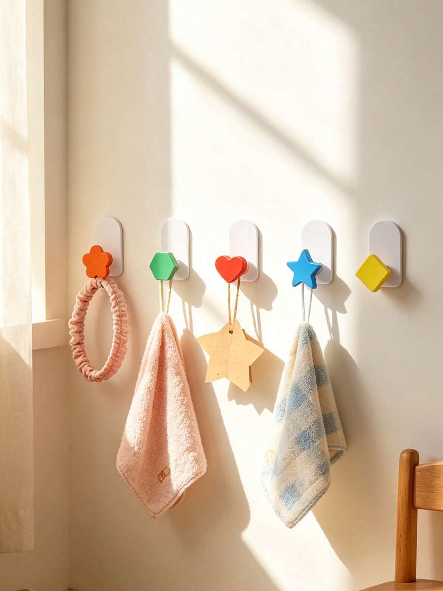 1pc/5pcs Wooden Multi-Color Hooks, Children's Room Nursery Decor, Essential Newborn Supplies For Baby Boys - Multicolor - View 1