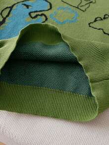 Boys Toddler Cute Dinosaur Knit Pullover Sweater, Suitable For Daily Wear, Vacation, Spring, Autumn, Winter - Green - View 7