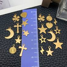 20pcs Stainless Steel Star Moon Love Pendant Jewelry Making DIY Earring Pendant Various Design Charms For Jewelry Making Bracelets Necklace - Gold - View 5