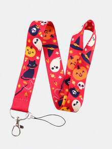 1pc Halloween Ghost Long Ribbon Lanyard, Ghost, Skull, Imp, Pumpkin, Witch Hat Pattern Phone Lanyard Keychain, Suitable For Halloween Party, Back To School Season, Also Suitable For Students, Teachers, Medical Personnel, Ideal Gift For Friends - Multicolor - View 12