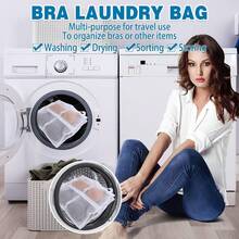 Hanging Multi-Functional Bra Laundry Storage Bag, Breathable Mesh Fabric With Multiple Compartments And Zipper, Machine Washable Lingerie And Underwear Anti-Tangle Wash Bag, Wardrobe Dorm Travel Storage And Drying Organizer Bag - View 1