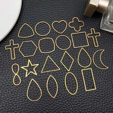 20pcs Stainless Steel Golden Geometric Frame Pendant Jewelry Making DIY Earring Pendant Various Design Charms For Jewelry Making Bracelets Necklace - Multicolor - View 2