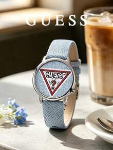 GUESS  Unisex Quartz Watch 42mm Silver Stainless Steel Case White Dial Classic Red Triangle Logo V1001M1 - one-size - View 8