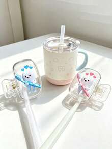 Cute Tooth-Shaped Pattern Toothbrush Holder&Clip Set–Adhesive Wall-Mounted Storage Rack For Bathroom,Washroom Space-Saving,Leak-Proof,Easy To Clean,Home,Dorm,Office,Gift For Students,Family,Back To School,Housewarming,Birthday - Multicolor - View 8