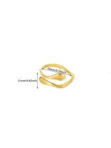 Minimalist Stainless Steel Wave Line Stackable Women's Gold Ring, 18K Gold Plated Rust-Resistant Adjustable Finger Ring, Suitable For Mother, Girlfriend, Best Friend, Gold Wedding Jewelry, Vacation, Party, Daily Outfit Accessory, Unique Gift - Various - View 6