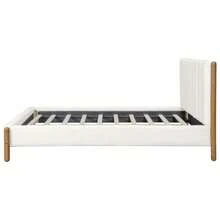Queen Size Bed Frame With Boucle Upholstered Thick Headboard Solid Wooden Legs White - White + Boucle + Solid Wood + Upholstered + Foam1 - View 7