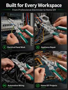 Multifunctional Wire Stripper, Anti-Slip Fast Stripping And Cutting, Stripping Range 0.8-2.6mm², Suitable For Professional Electricians, Foldable Wire Stripper. Applicable To Electrical Engineering, Home Appliance Repair, Home Renovation, Automotive Repair And Marine Maintenance. - 12-in-1 Wire Stripper - View 2