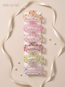 6pcs Cute Fruit & Floral Print Hair Clips Set, Suitable For Women And Girls, Transparent Rectangular Non-Slip Strong Hold Hair Clips, Strawberry Lemon Heart Y2K Style Hair Accessories, Suitable For Thick Hair, Daily And Back To School Gift - Multicolor - View 4