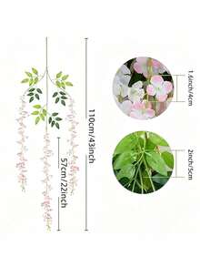 18pcs Artificial Wisteria Vine Garland, 3.75ft Pink Silk Hanging Flower String, Faux Wisteria Flower Garland, Suitable For Wedding Arch, Garden Wall, Home Party Decoration, Artificial Hanging Floral Plant Decor - Baby Pink - View 9