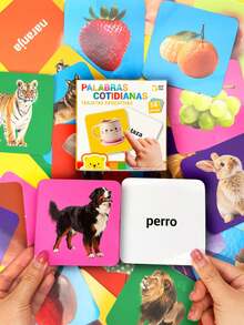 beartale 54pcs Toddler Flash Cards, Cute Animal & Fruit Learning Cards, Educational Preschool Toy, Montessori Toy, Double-Sided Rounded Corners, Sensory Toy, Early Learning Gift, Birthday Gift - Multicolor - View 4