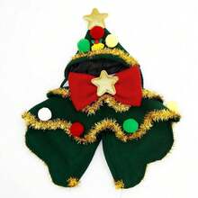 The Grinch Christmas Tree Pet Costume, Holiday Style Cape And Hat Set For Kittens And Puppies, Christmas Photo Props (Random Pom Pom Color) - Multicolor - View 4