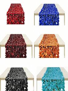 Silver Sequin Table Runner, Shiny Wedding Table Decor, Glitter Tablecloth, Suitable For Dining Table, Banquet, Party, Wedding Reception, Birthday, Anniversary, Christmas, New Year, Valentine's Day, Bridal Shower And Holiday Events Decoration - Multicolor - View 8